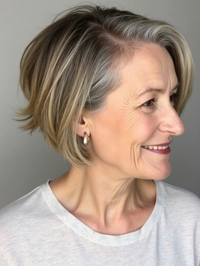 Hairstyles For Thin Hair Fine Over 50: The Angled Bob
