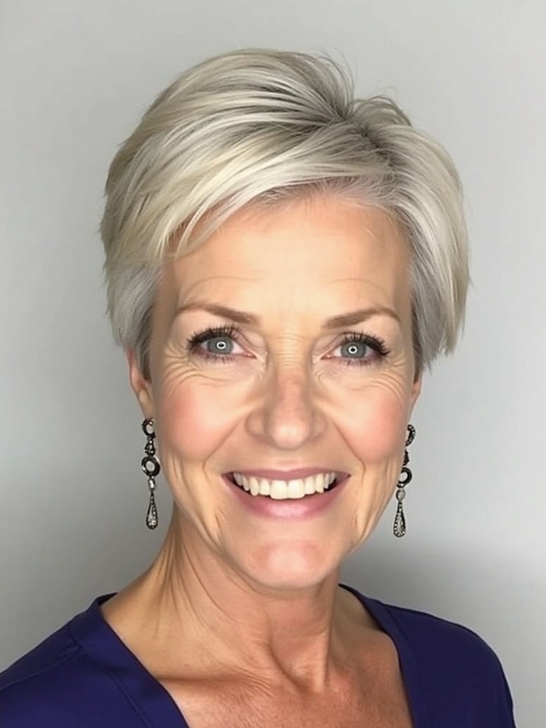 Hairstyles For Thin Hair Fine Over 50: The Swept Back Pixie