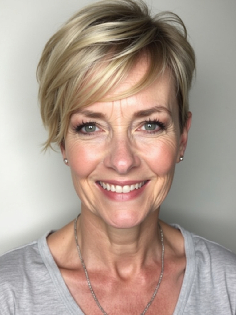 Hairstyles For Thin Hair Fine Over 50: The Angled Pixie