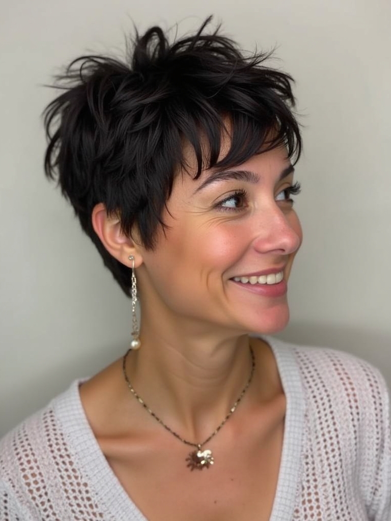 Short Pixie Haircuts for Black Women 50: The Feathered Layers