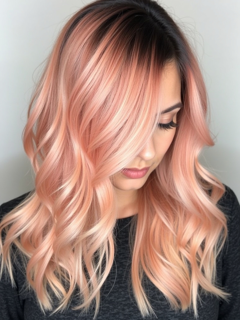 39 Copper Peach Hair Color Ideas: Reverse Peach Ombre