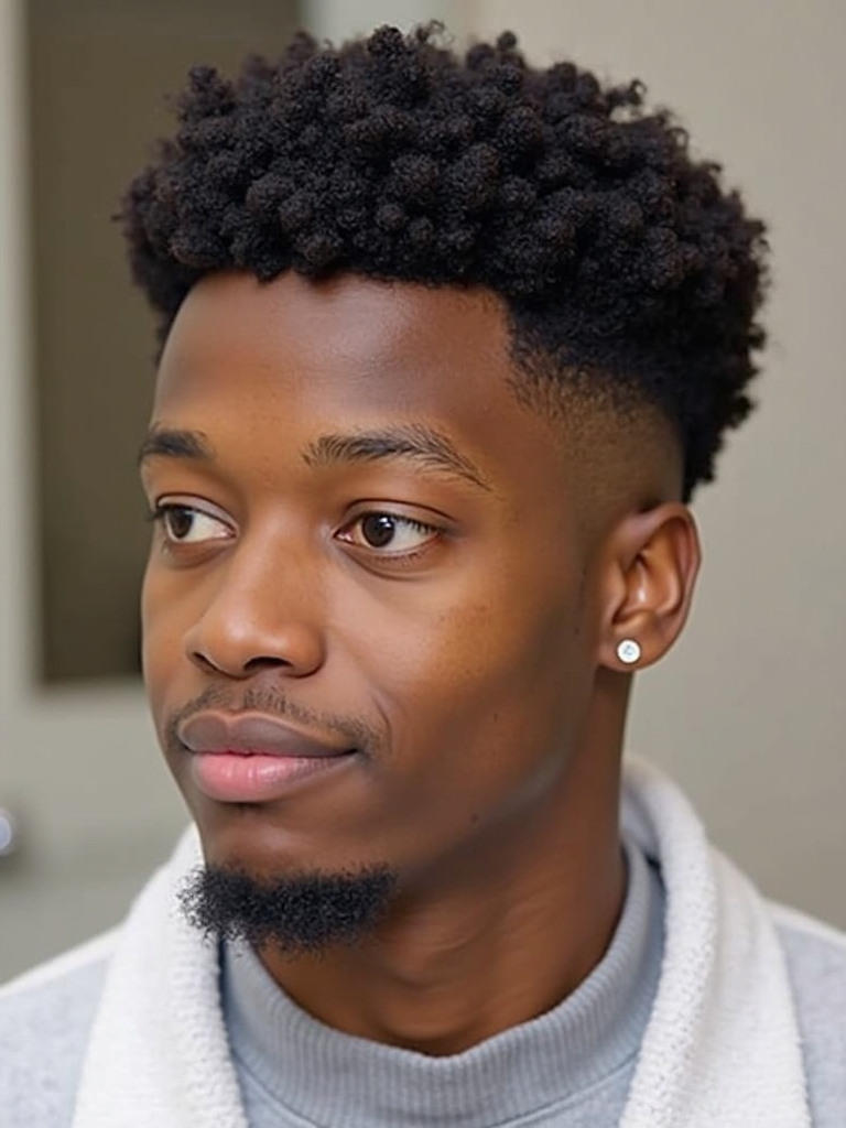 Mens Hairstyles Curly Hair: The High Top Fade with Curls