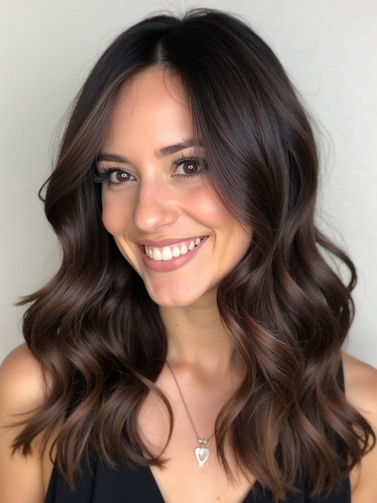 Hair Color Ideas For Brunettes: Black Coffee with Iced Mocha Streaks