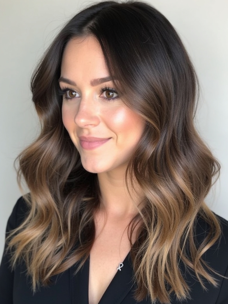 Hair Color Ideas For Brunettes: Chocolate Brown with Butterscotch Ribbons