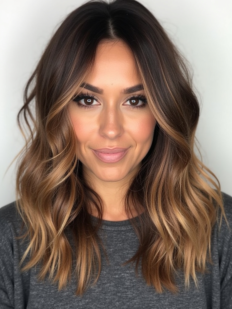Hair Color Ideas For Brunettes: Bronzed Brown with Honey Highlights