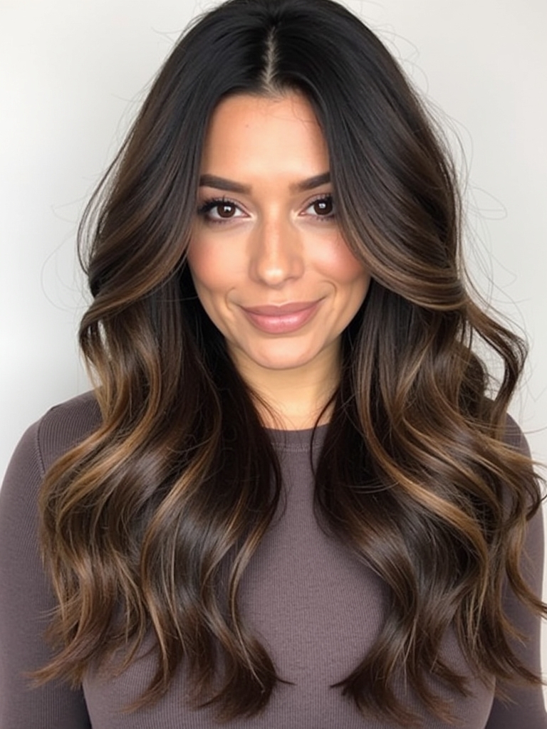Hair Color Ideas For Brunettes: Deep Brunette with Copper Balayage