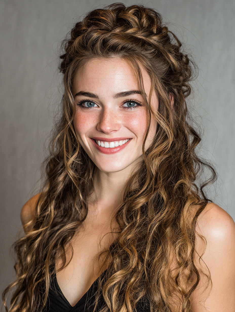 Grad Hairstyles: Curly Half Up Half Down for Graduation
