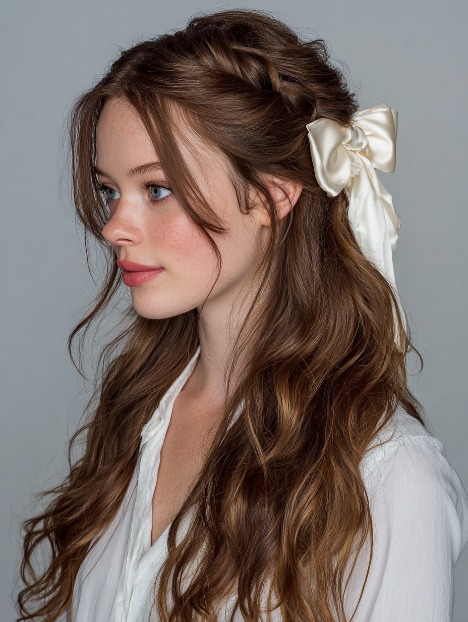 Grad Hairstyles: Easy Half-Up with Bow for Graduation