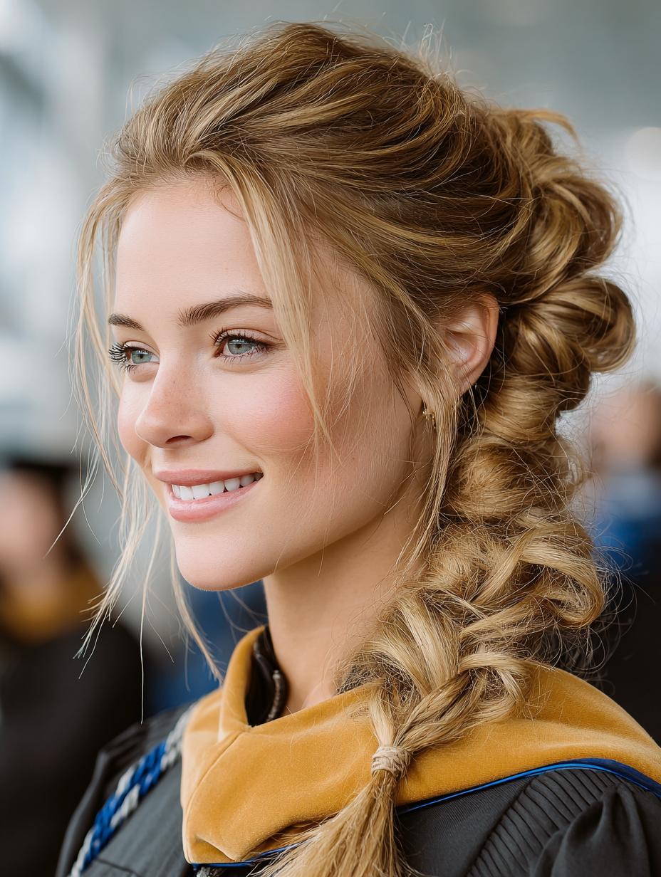 Graduation Hairstyles With Cap: Bubble Ponytail