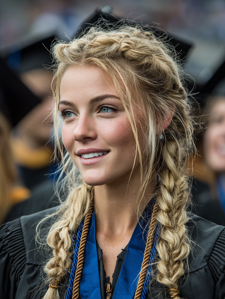 Graduation Hairstyles With Cap: Dutch Braid