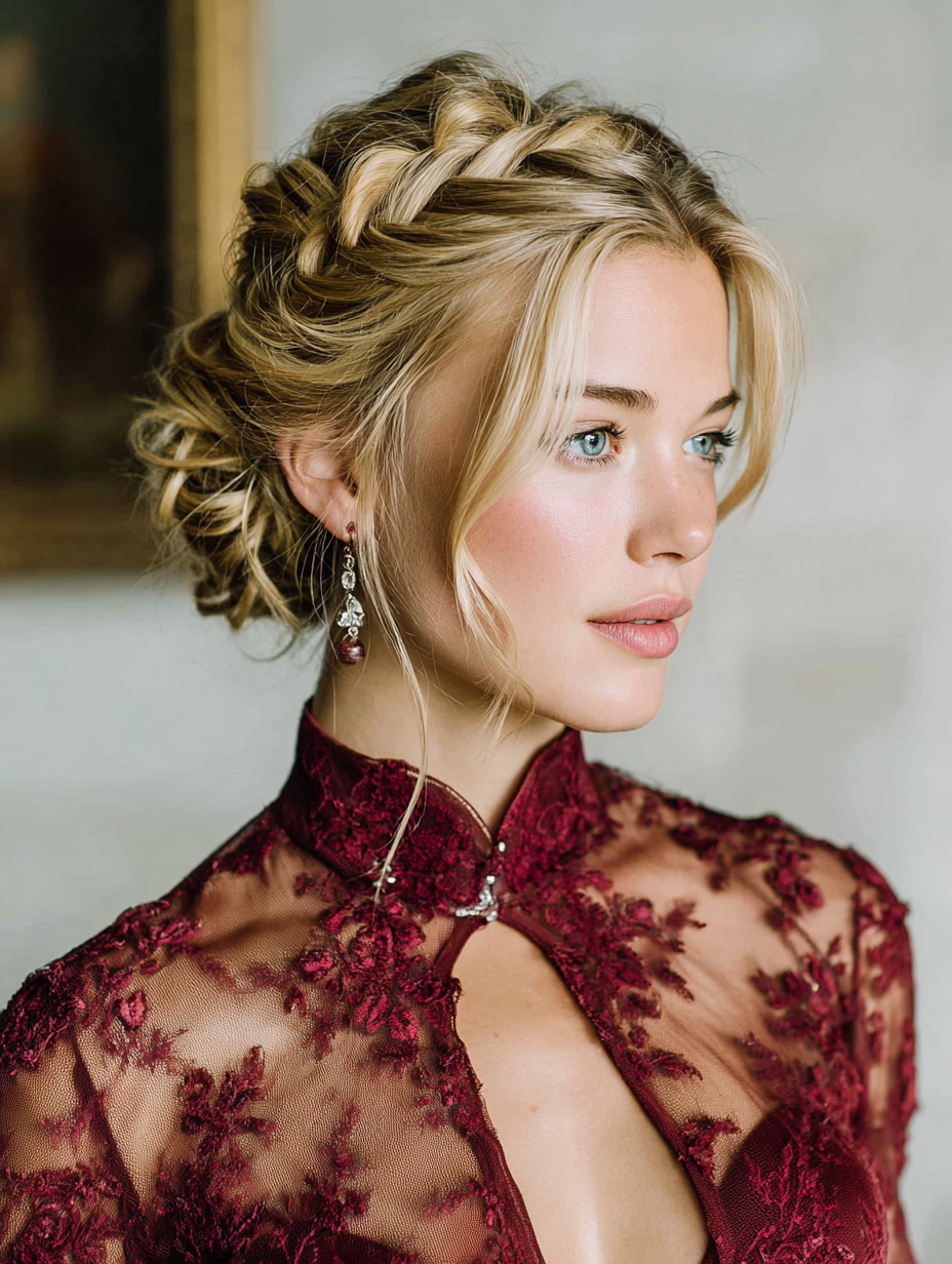 Graduation Hairstyles With Cap: Low Braided Bun