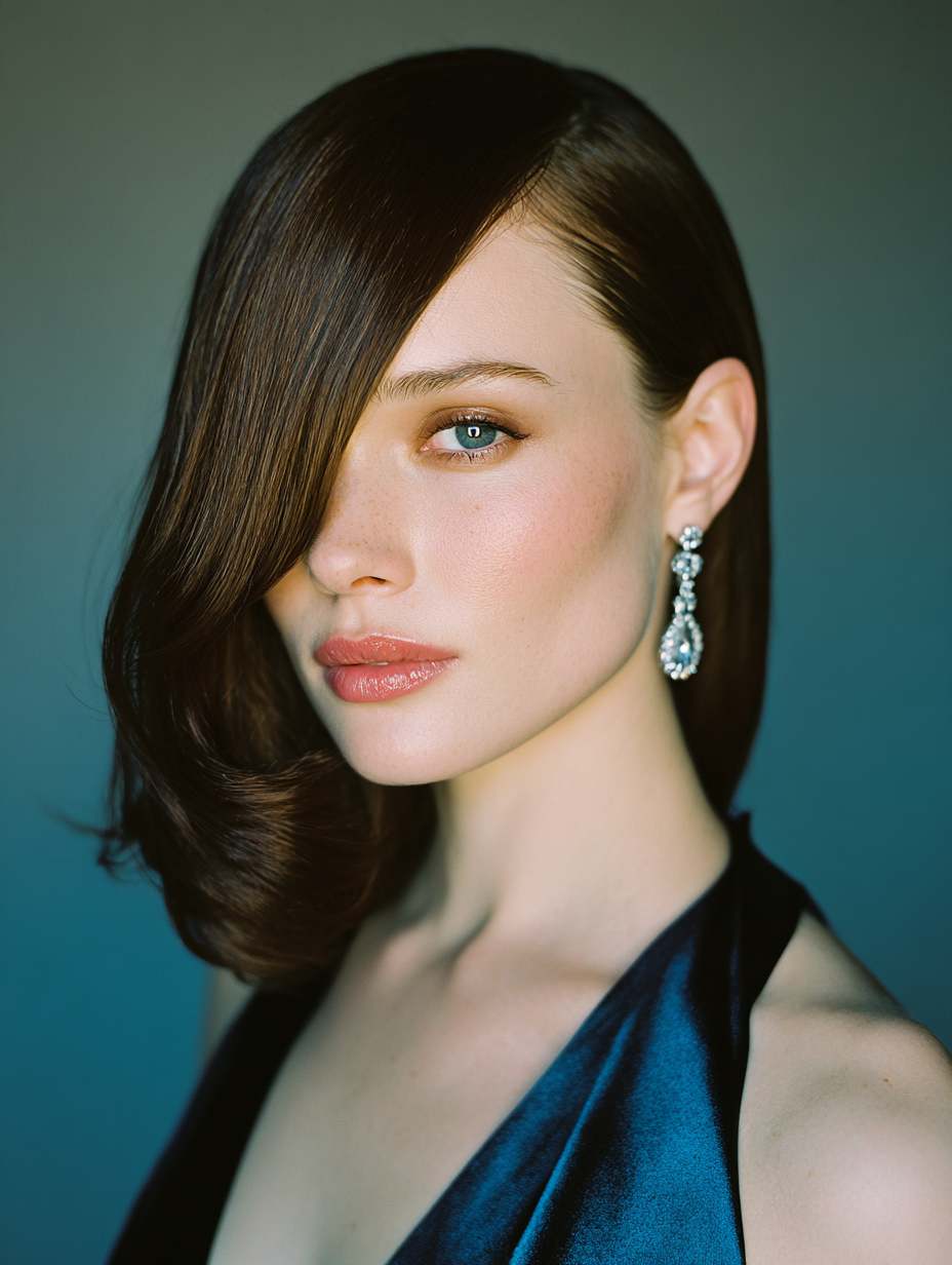 Graduation Hairstyles With Cap: Sleek Side Part